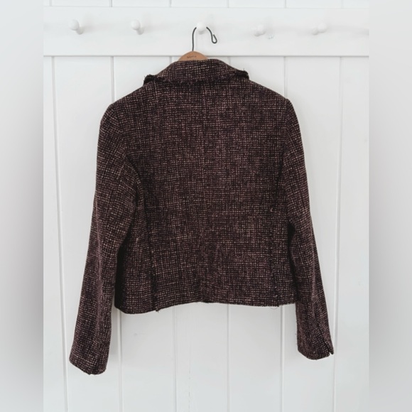 Ann Taylor Wool Tweed Two Piece Set Blazer Skirt Fringe Women 6 Office Feminine - Picture 5 of 16